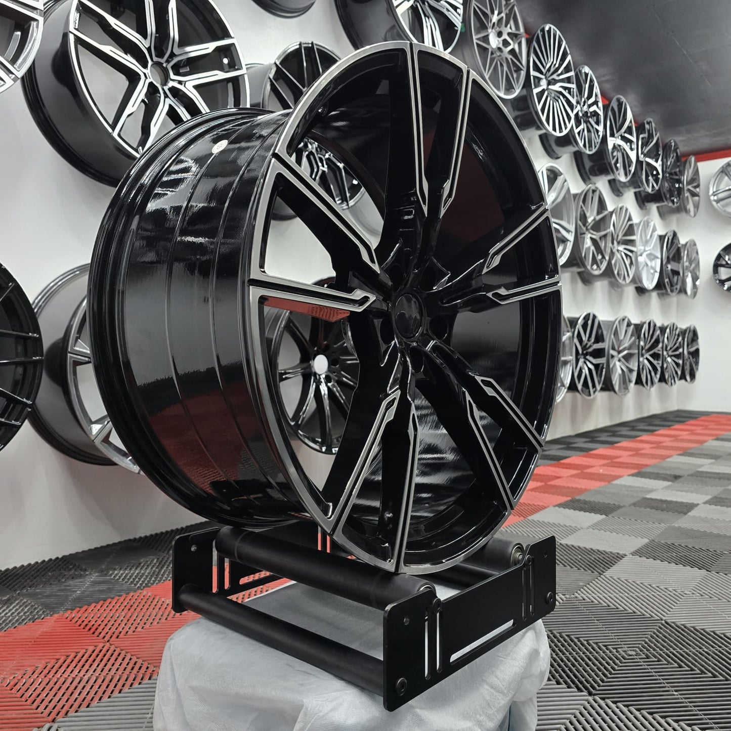 22" 5x112 396262 Style Alloy Wheels , Black Machine face