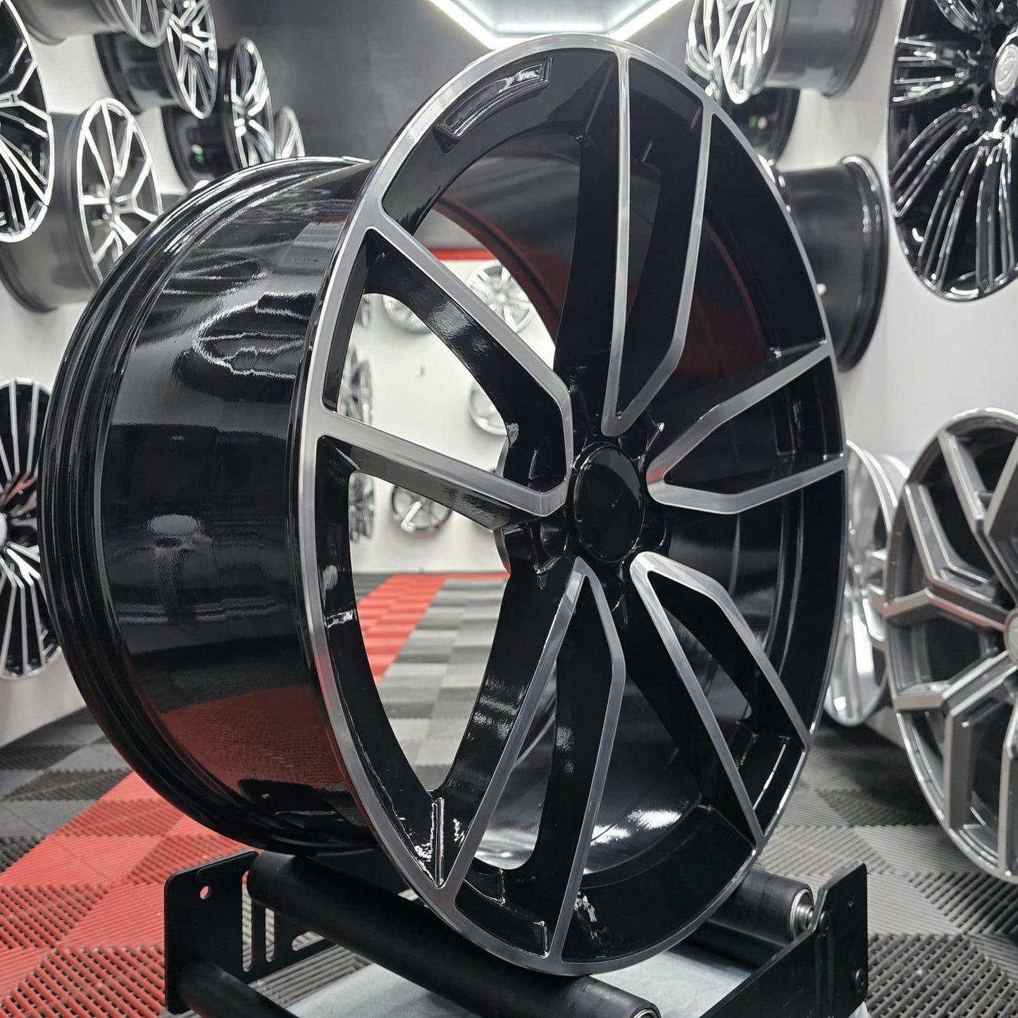 22" 5x112 396616 Style Alloy Wheels Gloss black machine face