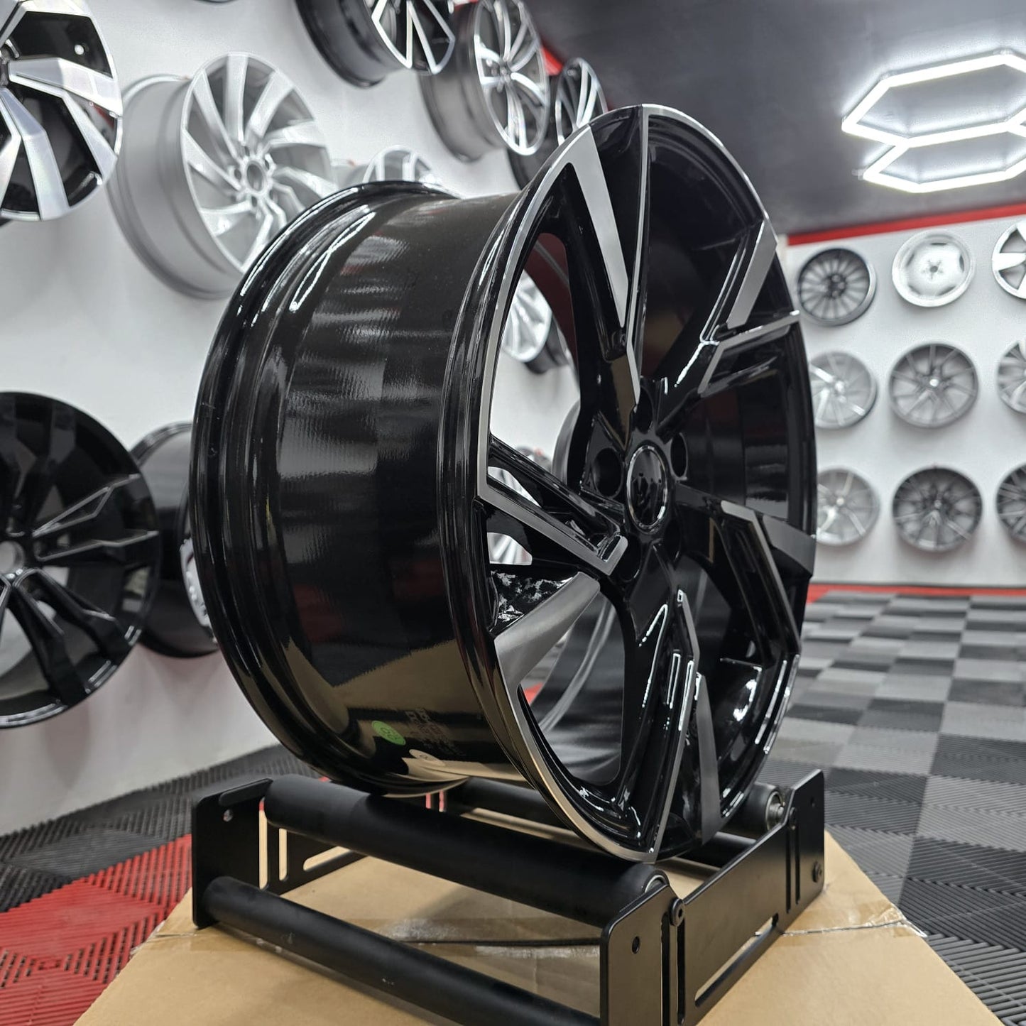 20" Audi 396563 Style Wheels Black Machine Face