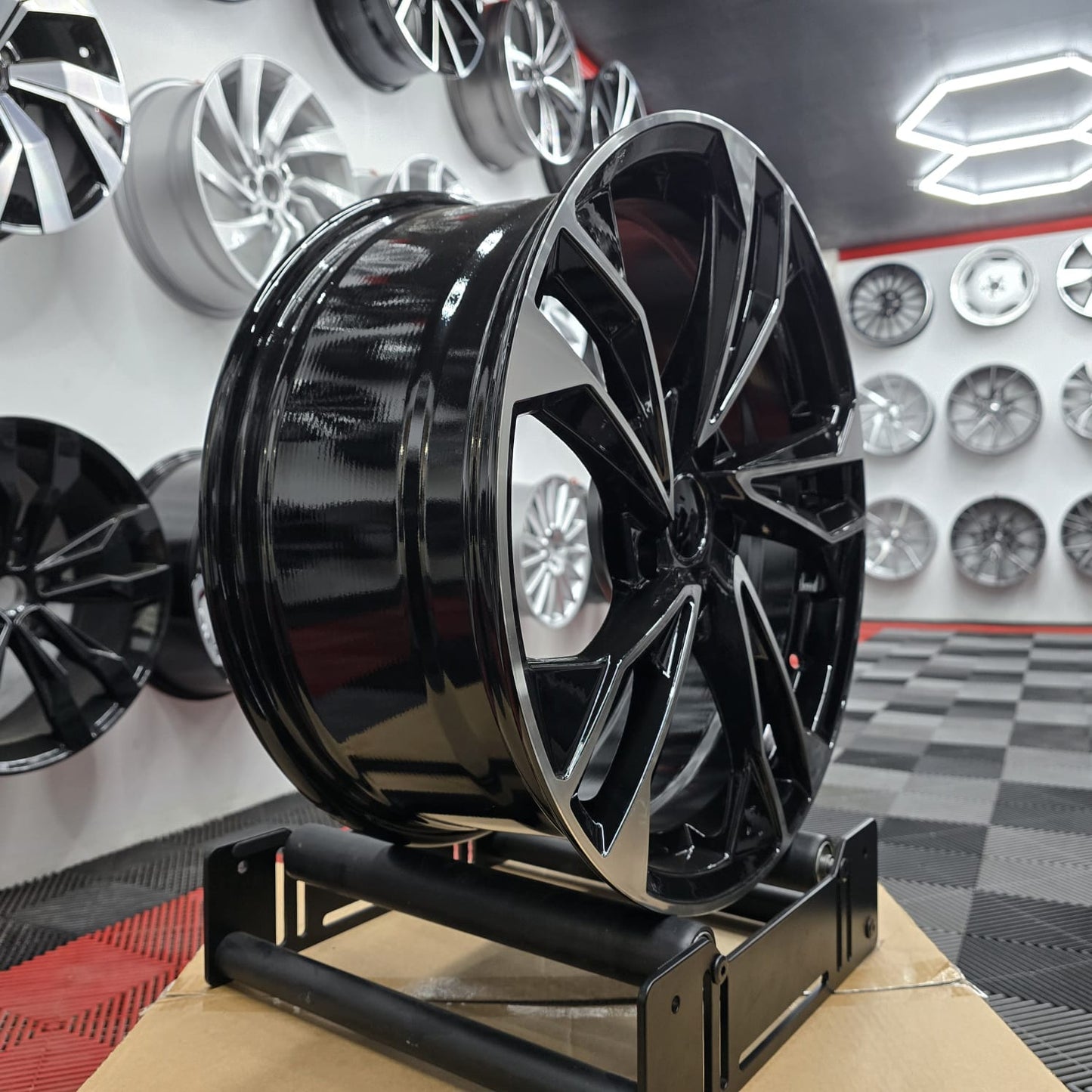 20" Audi 396504 Style Wheels Black Machine Face