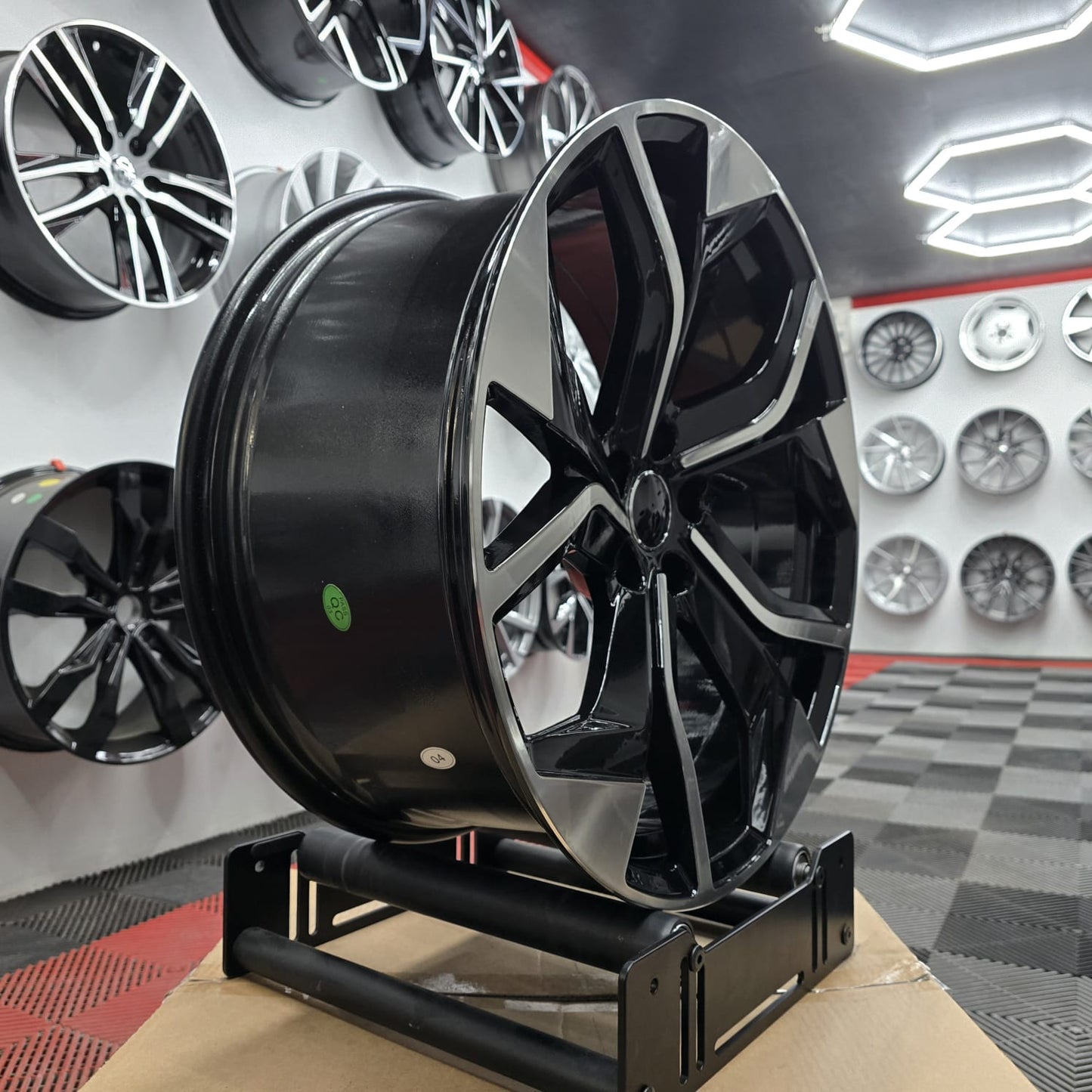 22" 5x112 396591 Style Alloy Wheels Gloss black machine face