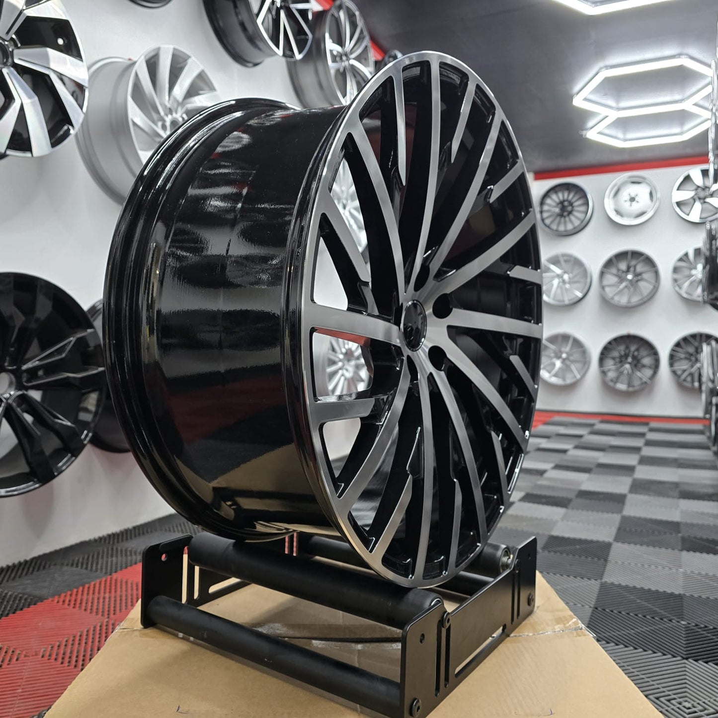 20" 5x112 230104 Alloy Wheels Black Metal Machine Face