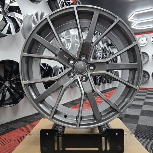 21" Audi 230101 Style Alloy Wheels, Grey machine face