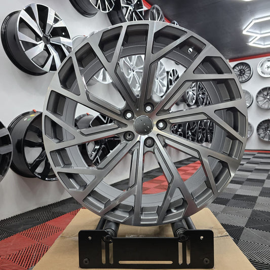 21" Audi 230490 Style Alloy Wheels, Grey machine face