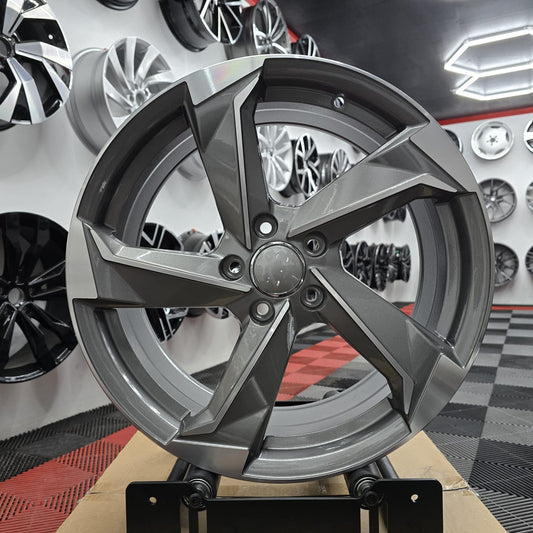18" Audi 230132 Style Alloy Wheels Grey Machine cut face
