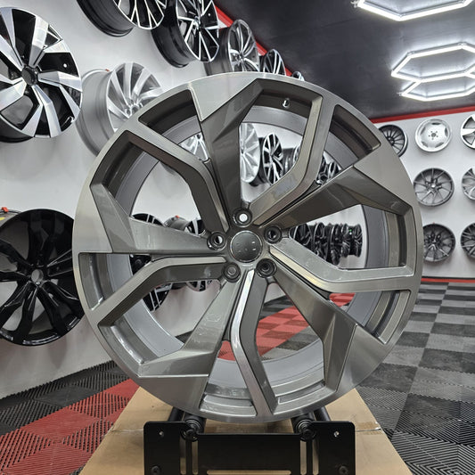 22" 5x112 396591 Style Alloy Wheels Gloss grey machine face