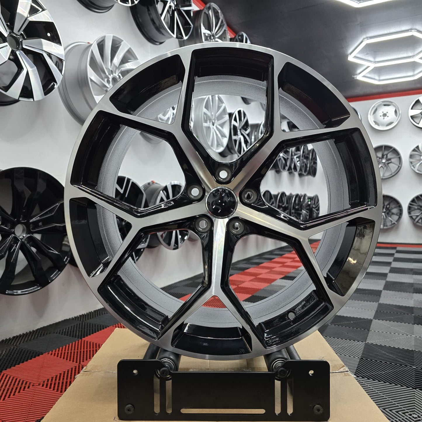 20" Audi 230100 Style Wheels Black Machine Face