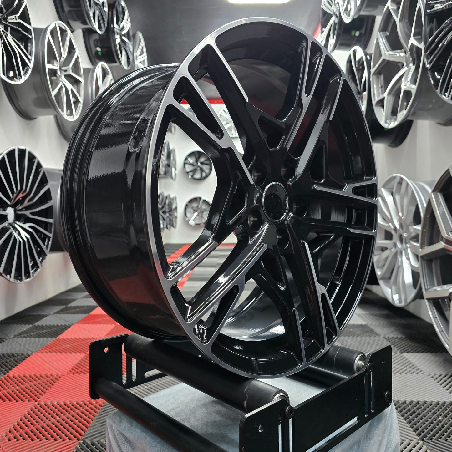 18" Audi 230110 Style Alloy Wheels black Machine cut face