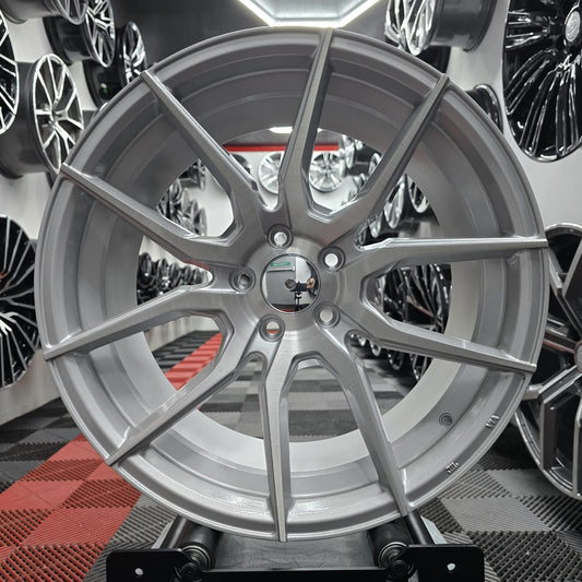 19" 5x112 AVA 034 Style Alloy Wheels Sliver brush face finish