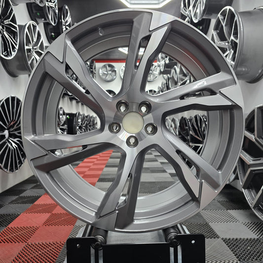 22" 5x108 397107 Style Alloy Wheels Gloss grey machine face